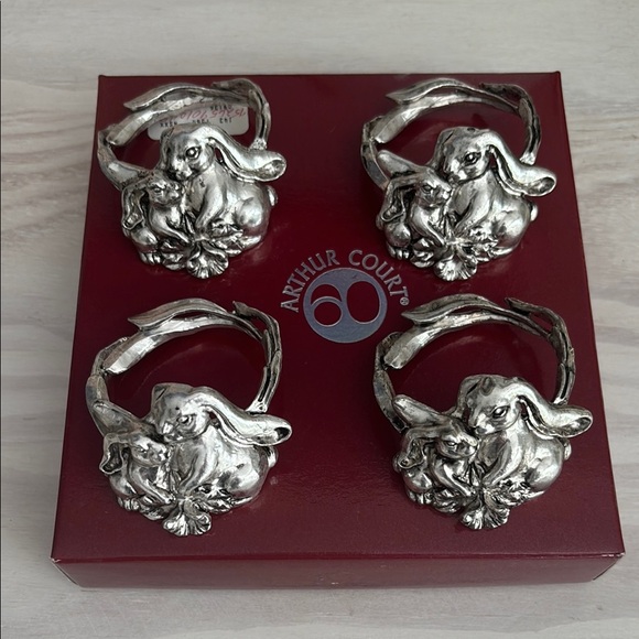 Arthur Court Other - NIB VTG Arthur Court Silver Rabbit Napkin Rings